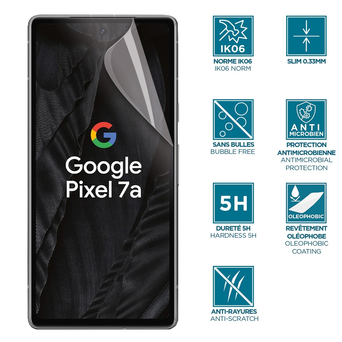 Mobilis - Protection d'écran en verre trempé transparent pour google pixel 7a pour ai