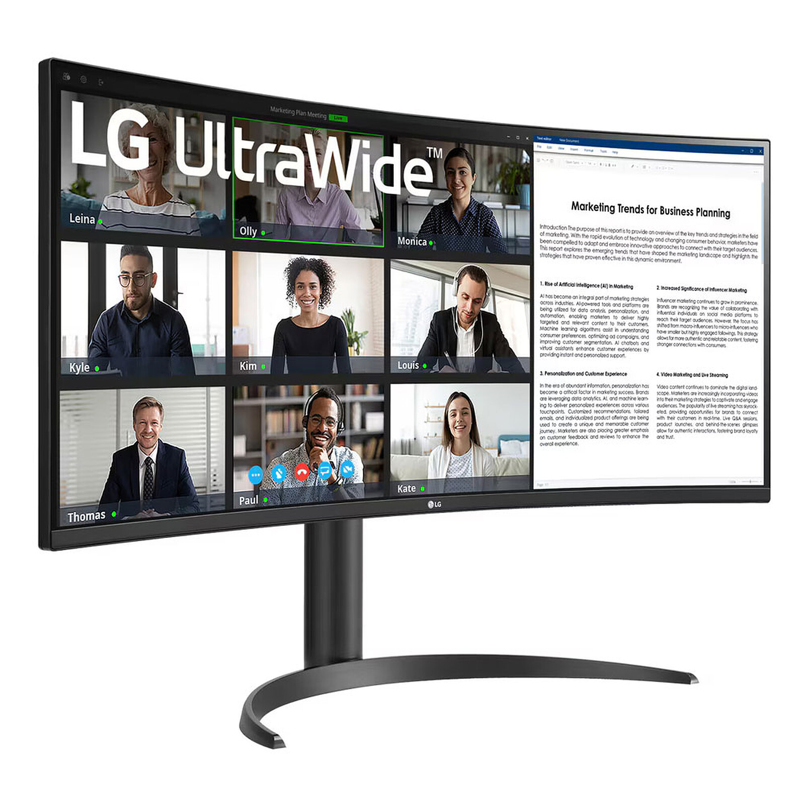 LG UltraWide 34WR50QC-B / 34" Wide QHD 3440x1440 Incurvé / 100Hz 5ms / TFT VA / HDMI (x2), DisplayPort / Inclinaison / Garantie 2 Ans Constructeur