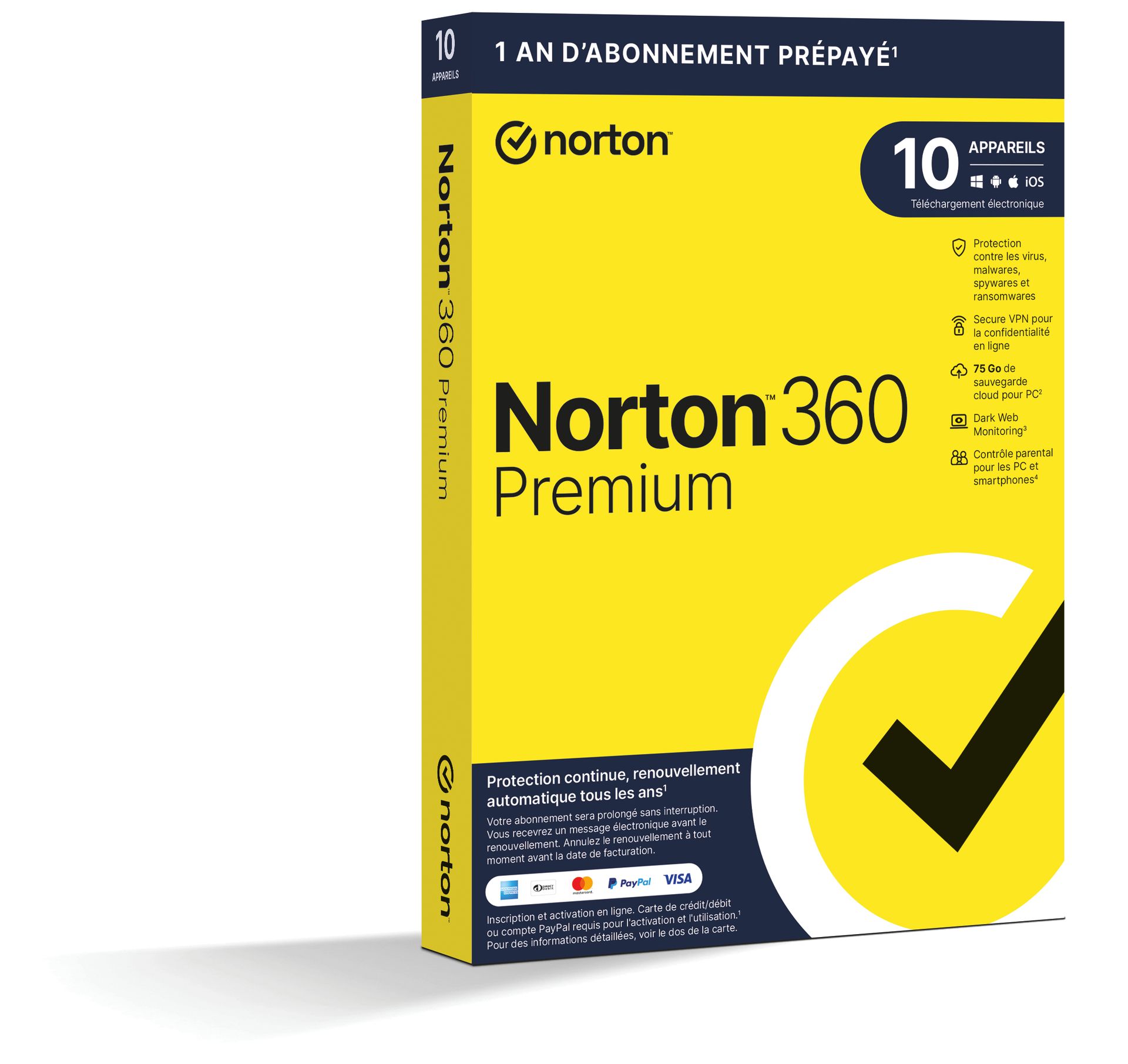 NORTON 360 PREMIUM ND 75GB SE 1 USER 10 DEVICE 12MO KOD ESD SANS SOUSCRIPTION