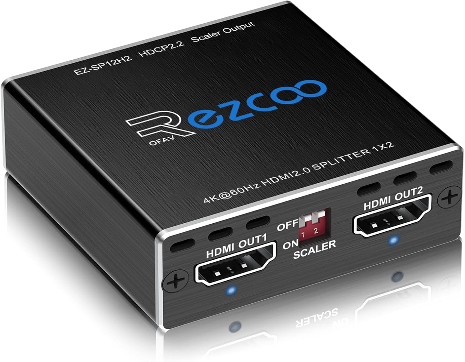 ROFAVEZCO 4K 60Hz Splitter HDMI 1 entrée 2 Sorties 1080P 120Hz HDCP HDR 18Gbps UHD Dolby Vision Atmos EDID Scaler 4K 1080P Répartiteur HDMI pour PS5, SkyQ, Xbox, Fire Stick, BluRay, Apple TV, Projecteur. 
