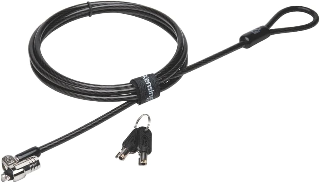 Kensington MicroSaver 2.0 Câble de Sécurité à Clé pour Ordinateur Portable,Câble Acier Carbone Résistant à la Découpe, Verrou Robuste de 10mm,Technologie de Verrouillage T-Bar-1,8 m de Long